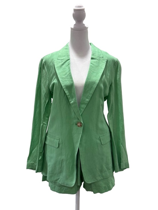 NWT LOFT Green Linen Suit Set - Relaxed Blazer & Drawstring Shorts size S/XS - Picture 2 of 15